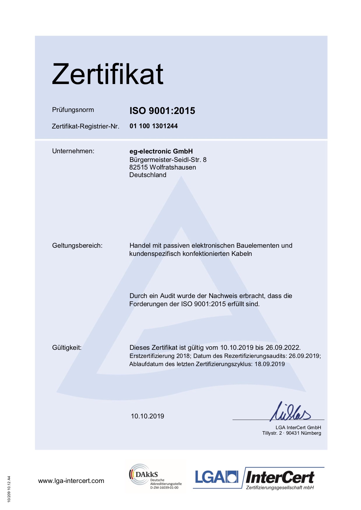 DIN EN ISO 9001 zertifiziert